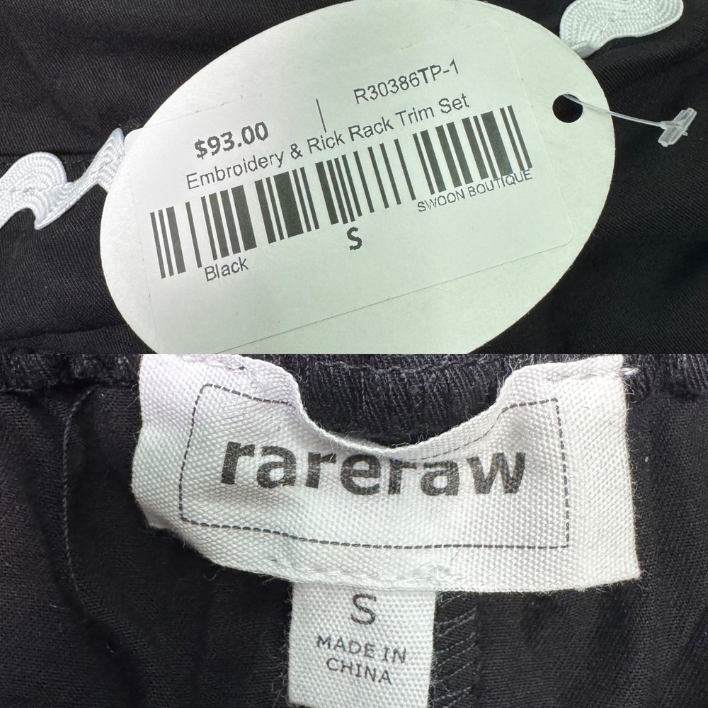 GAME DAY RICK RACK EMBROIDERED 2 PIECE SET Black Size Small NWT Football Sports - Picture 8 of 8